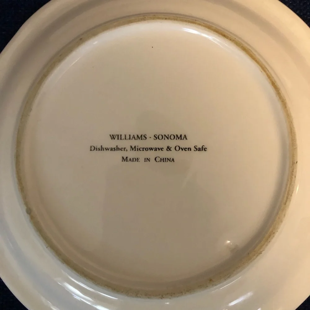 Williams Sonoma Cream Ceramic Dessert Plates with Baked-Goods Motifs, Set of 2